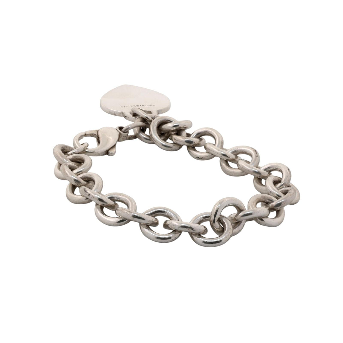 Tiffany & Co. 925 Heart Tag Bracelet Sterling Silver 7.5"