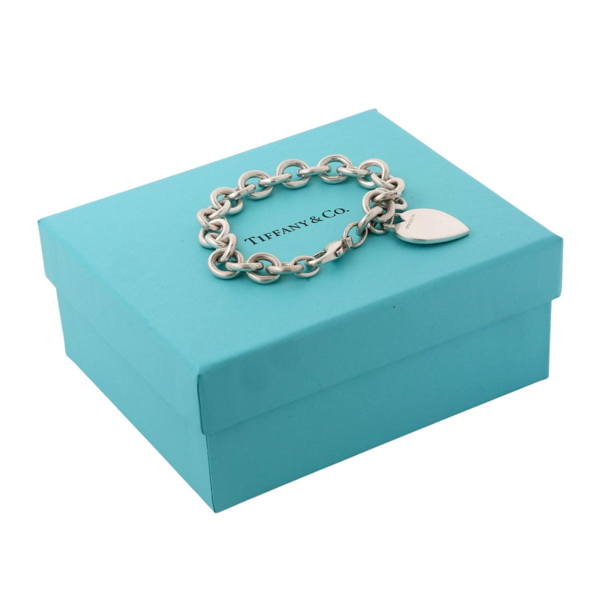 Tiffany & Co. 925 Heart Tag Bracelet Sterling Silver 7.5"