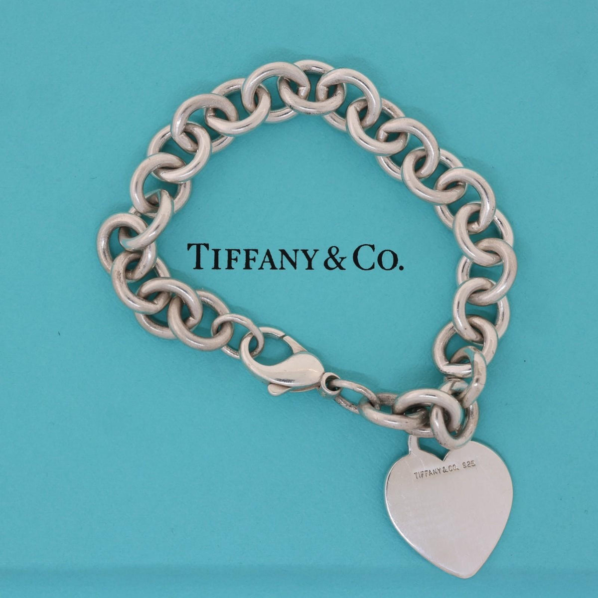 Tiffany & Co. 925 Heart Tag Bracelet Sterling Silver 7.5"