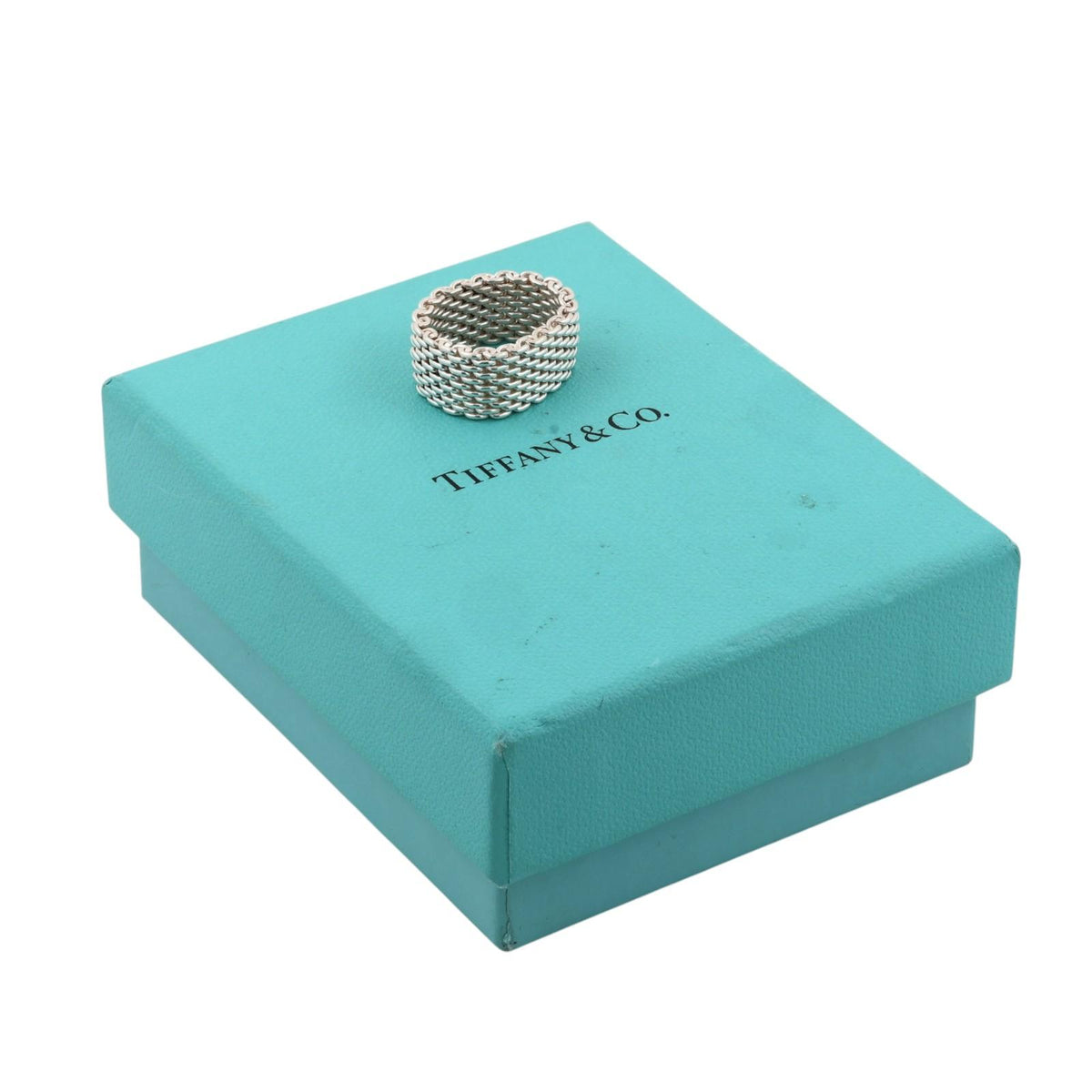 Tiffany & Co. Somerset Mesh Ring Sterling Silver 925 10mm Size 6.25