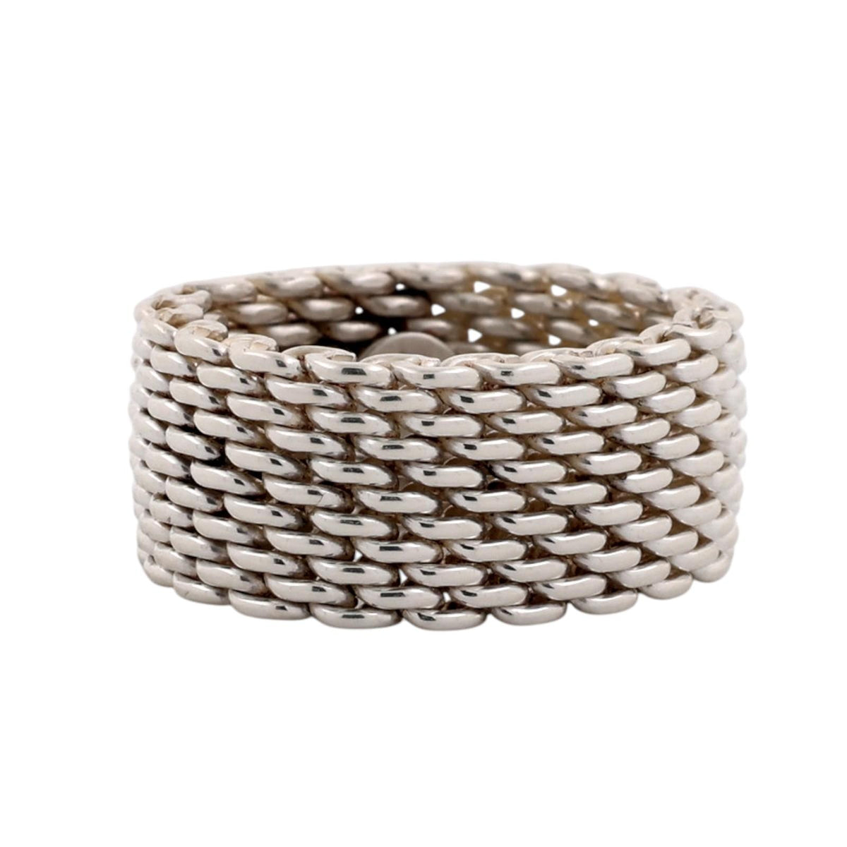 Tiffany & Co. Somerset Mesh Ring Sterling Silver 925 10mm Size 6.25