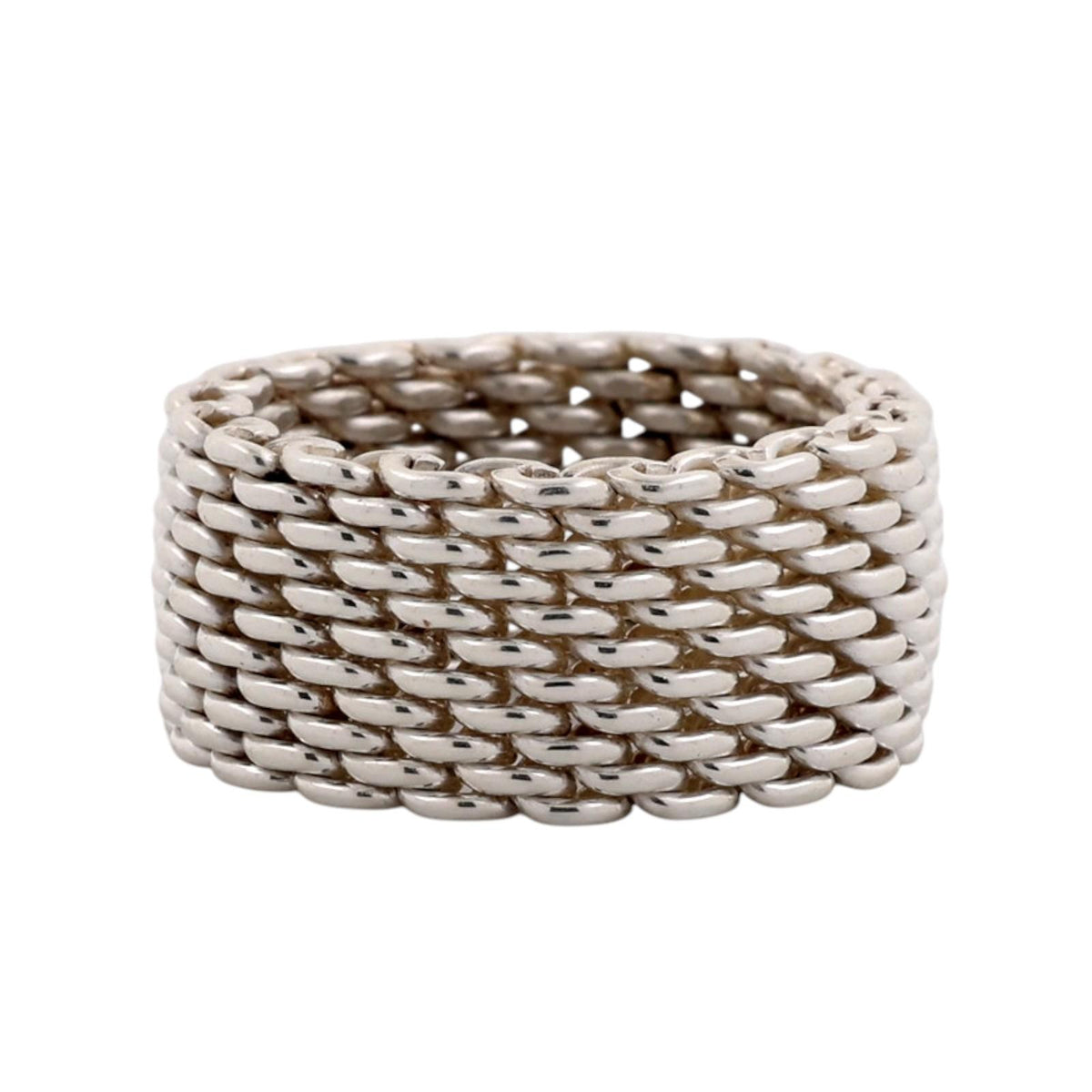 Tiffany & Co. Somerset Mesh Ring Sterling Silver 925 10mm Size 6.25