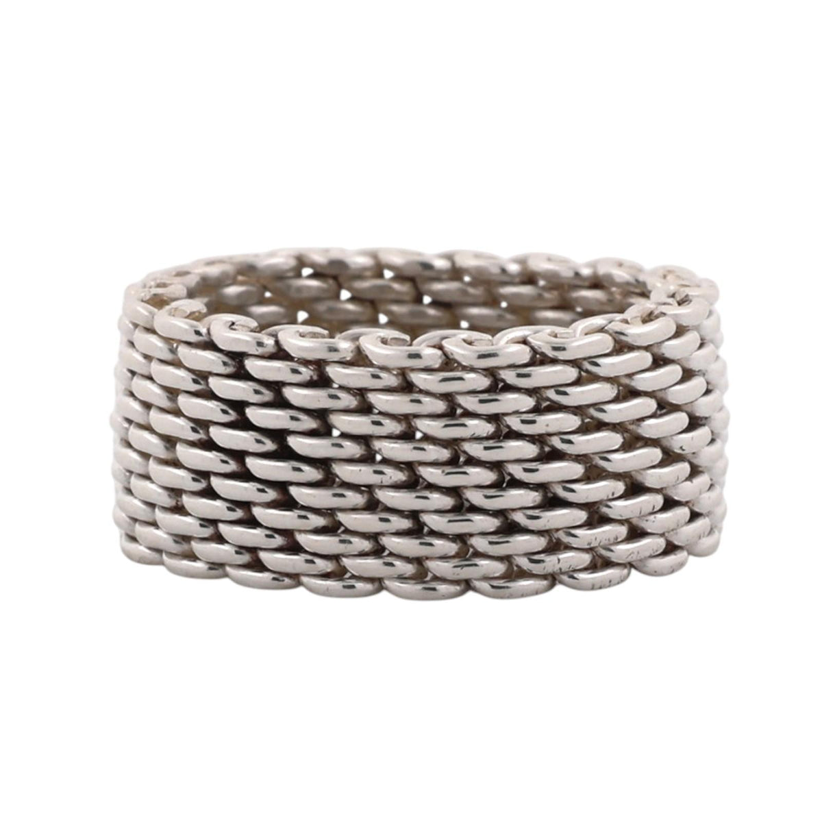 Tiffany & Co. Somerset Mesh Ring Sterling Silver 925 10mm Size 6.25