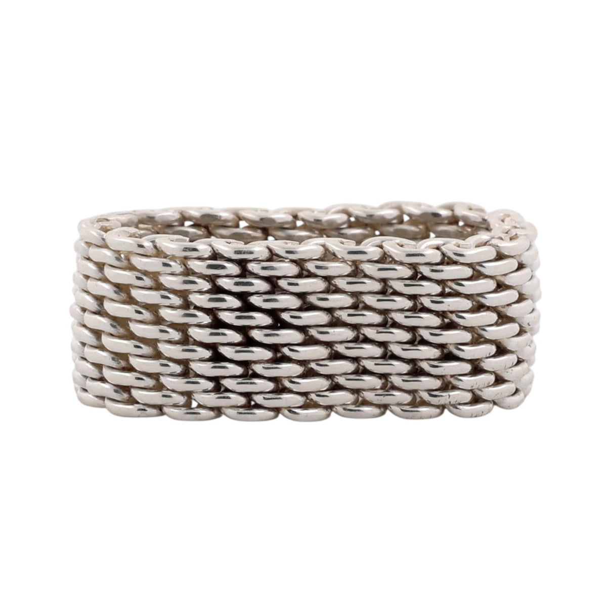 Tiffany & Co. Somerset Mesh Ring Sterling Silver 925 10mm Size 6.25