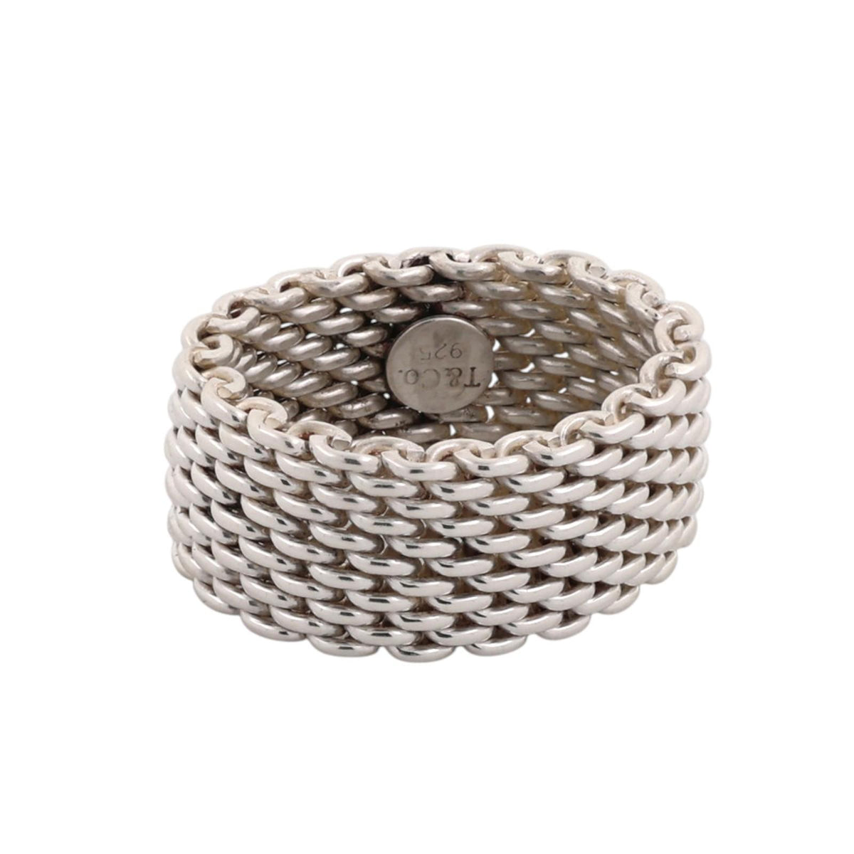 Tiffany & Co. Somerset Mesh Ring Sterling Silver 925 10mm Size 6.25