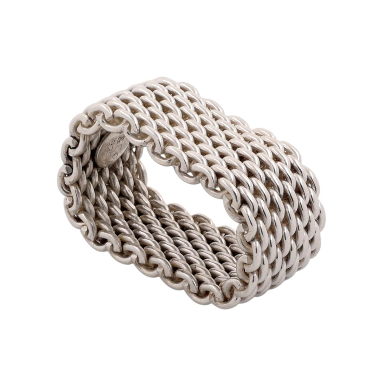 Tiffany & Co. Somerset Mesh Ring Sterling Silver 925 10mm Size 6.25