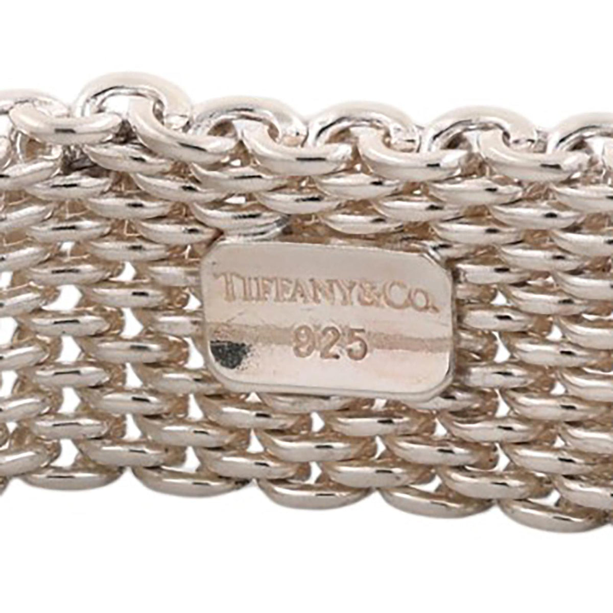 Tiffany & Co. Somerset Mesh Bangle Bracelet Sterling Silver 925 15.55mm 8"