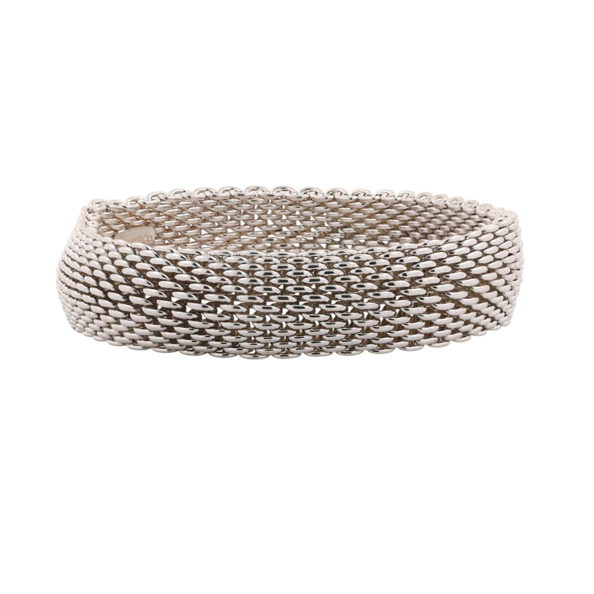 Tiffany & Co. Somerset Mesh Bangle Bracelet Sterling Silver 925 15.55mm 8"