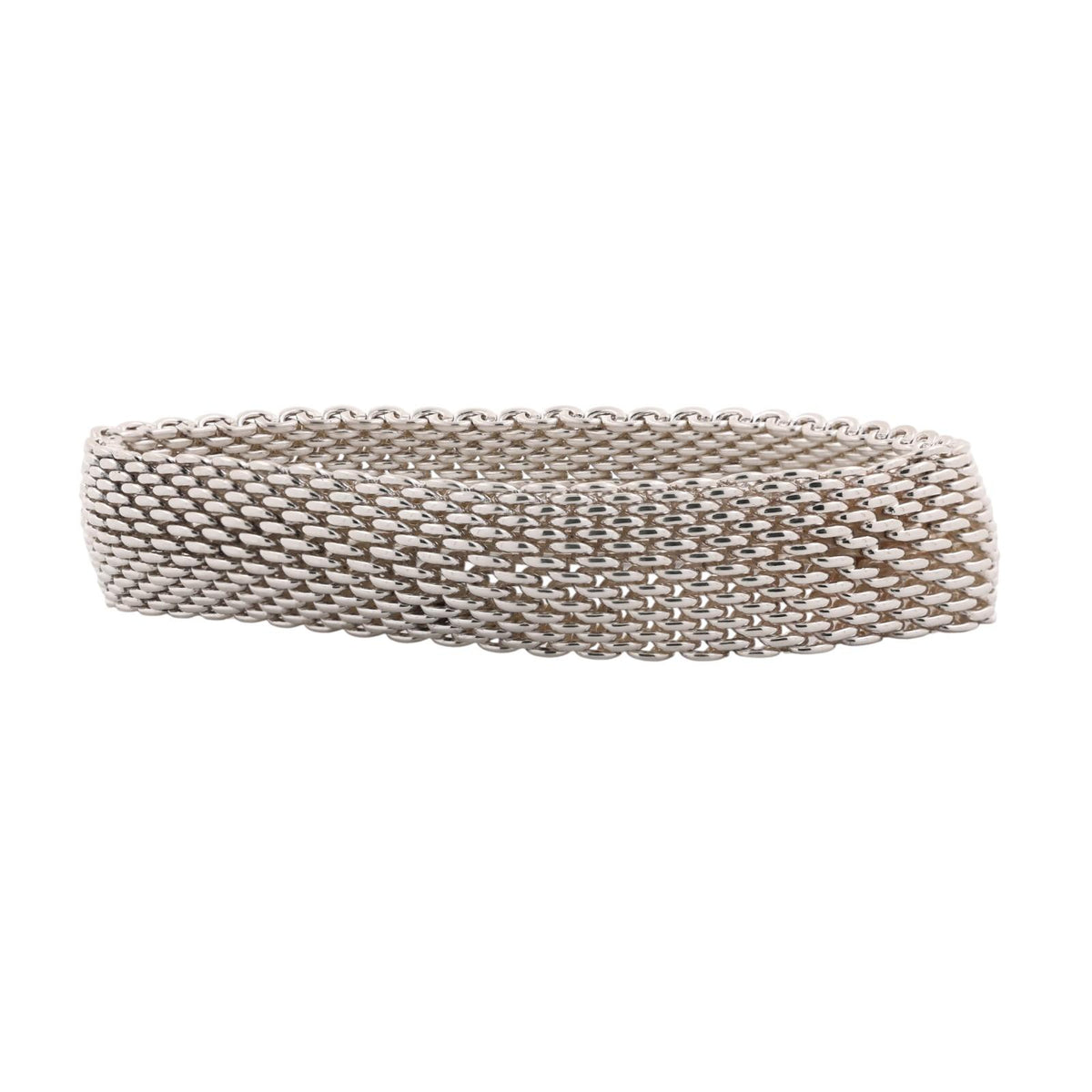 Tiffany & Co. Somerset Mesh Bangle Bracelet Sterling Silver 925 15.55mm 8"