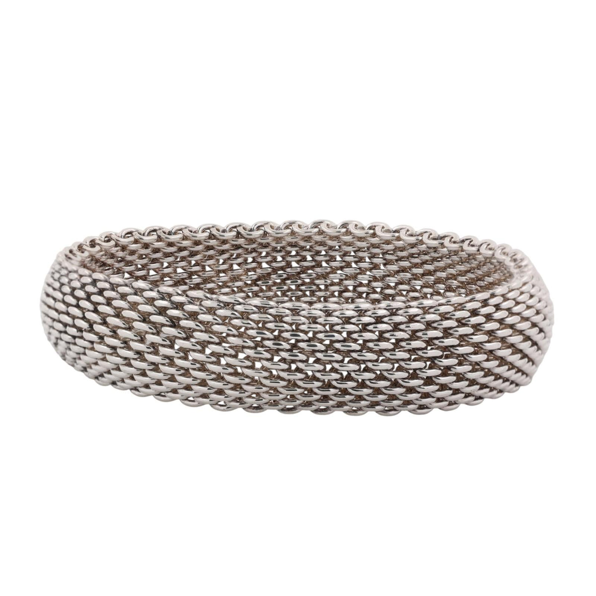 Tiffany & Co. Somerset Mesh Bangle Bracelet Sterling Silver 925 15.8mm 7.75"