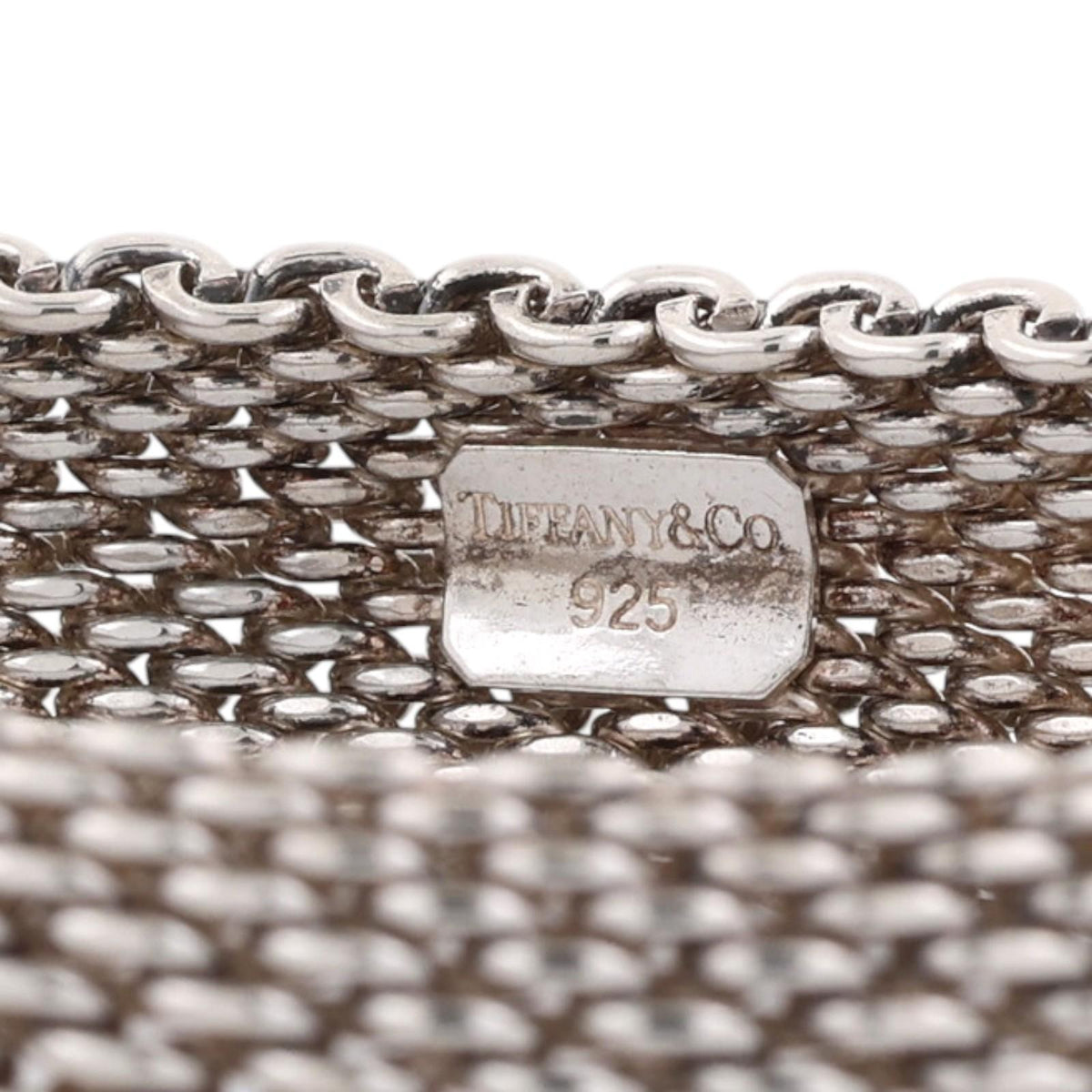 Tiffany & Co. Somerset Mesh Bangle Bracelet Sterling Silver 925 15.8mm 7.75"