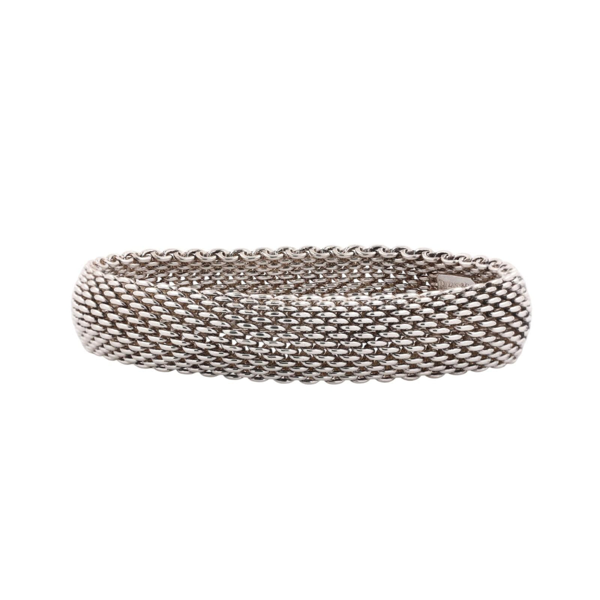 Tiffany & Co. Somerset Mesh Bangle Bracelet Sterling Silver 925 15.8mm 7.75"