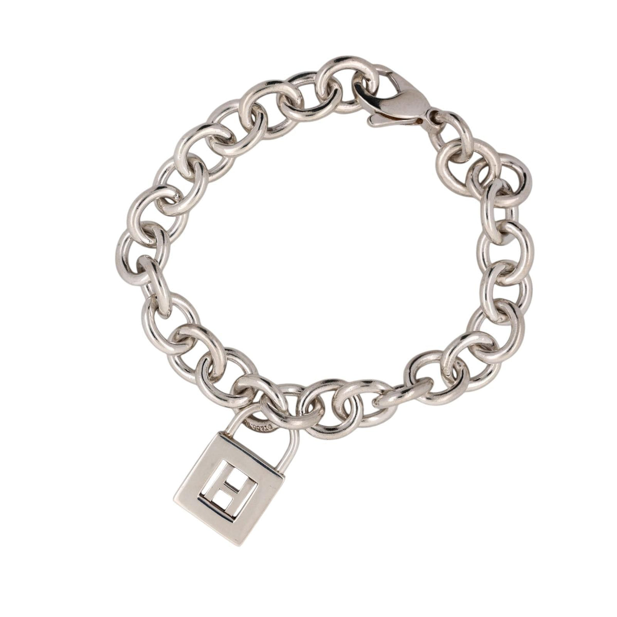 Tiffany & Co. Letter H Padlock Charm Bracelet Sterling Silver 925 7.5"