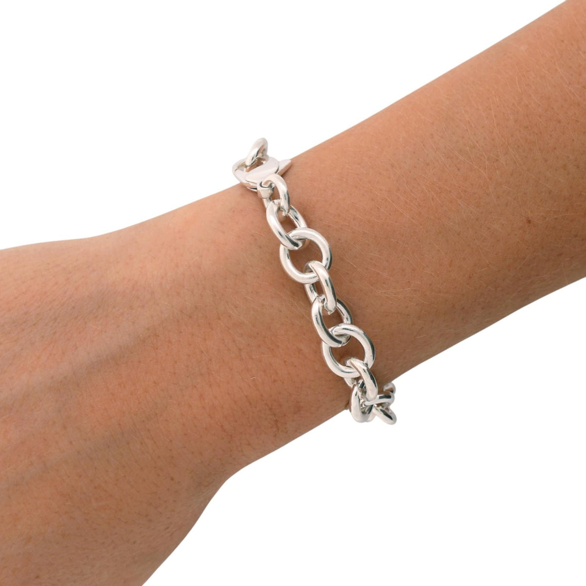 Tiffany & Co. Letter H Padlock Charm Bracelet Sterling Silver 925 7.5"