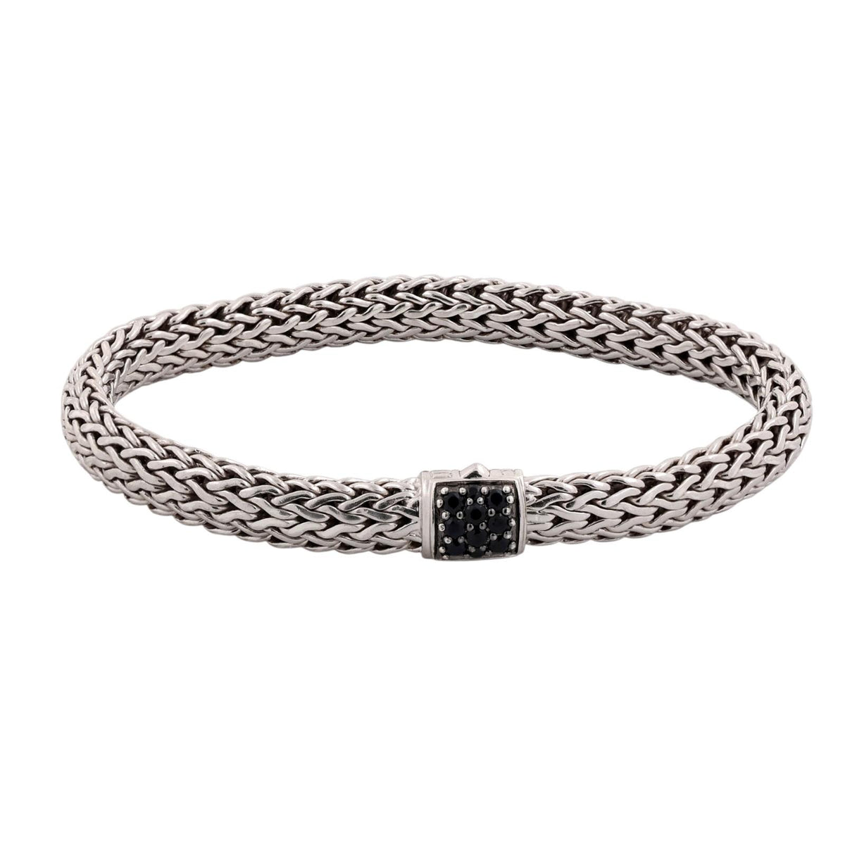 John Hardy Icon Classic Chain Black Sapphire Bracelet Sterling Silver 6.5mm 6.75