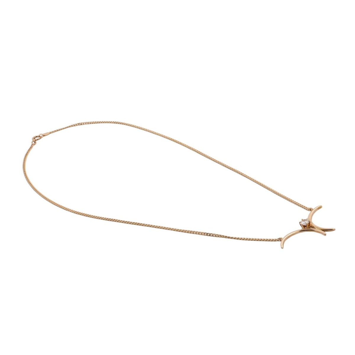 Korifidis Diamond Double Crescent Necklace 14K Yellow Gold 0.45 CT 18" Vintage