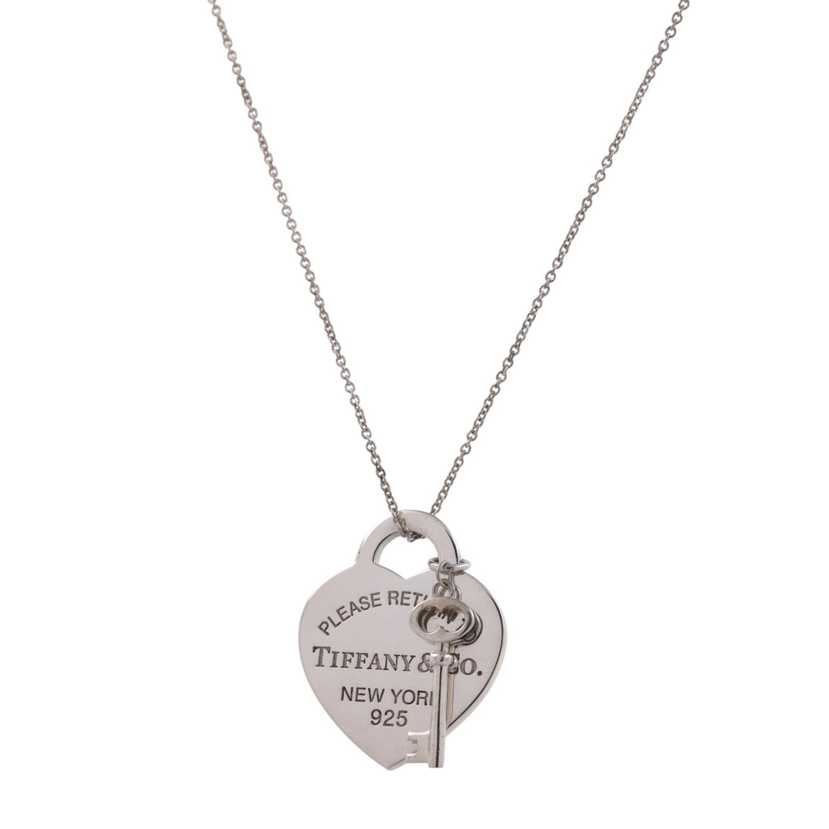 Tiffany & Co. Return to Tiffany Heart Tag Key Pendant Necklace 925 Silver 16"