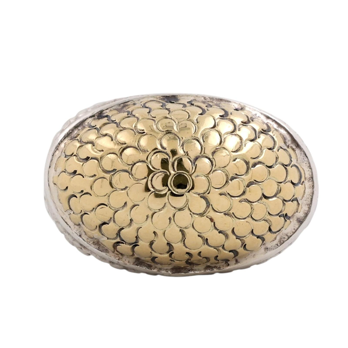 John Hardy Signature Dot Oval Ring Sterling Silver 18K Yellow Gold Size 6.75