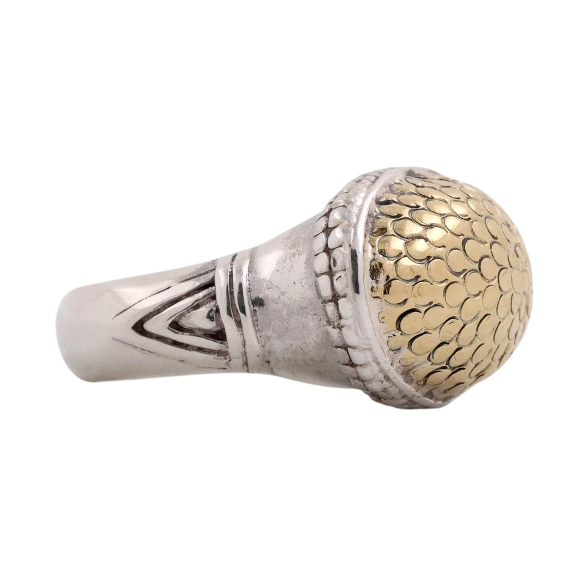 John Hardy Signature Dot Oval Ring Sterling Silver 18K Yellow Gold Size 6.75