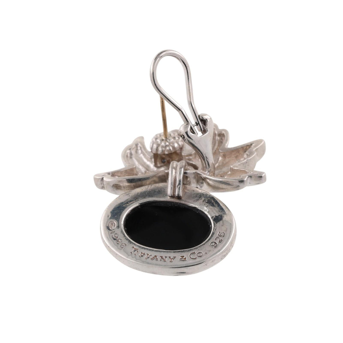 Tiffany & Co. 1986 Onyx Flower Dangle Earrings Sterling Silver 925 Rare