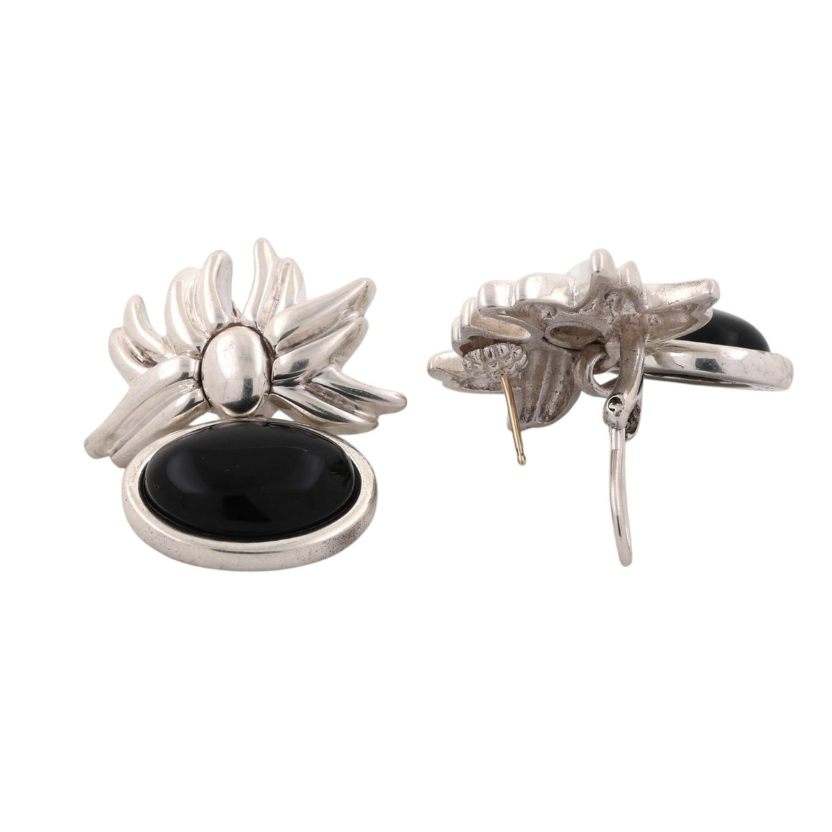 Tiffany & Co. 1986 Onyx Flower Dangle Earrings Sterling Silver 925 Rare