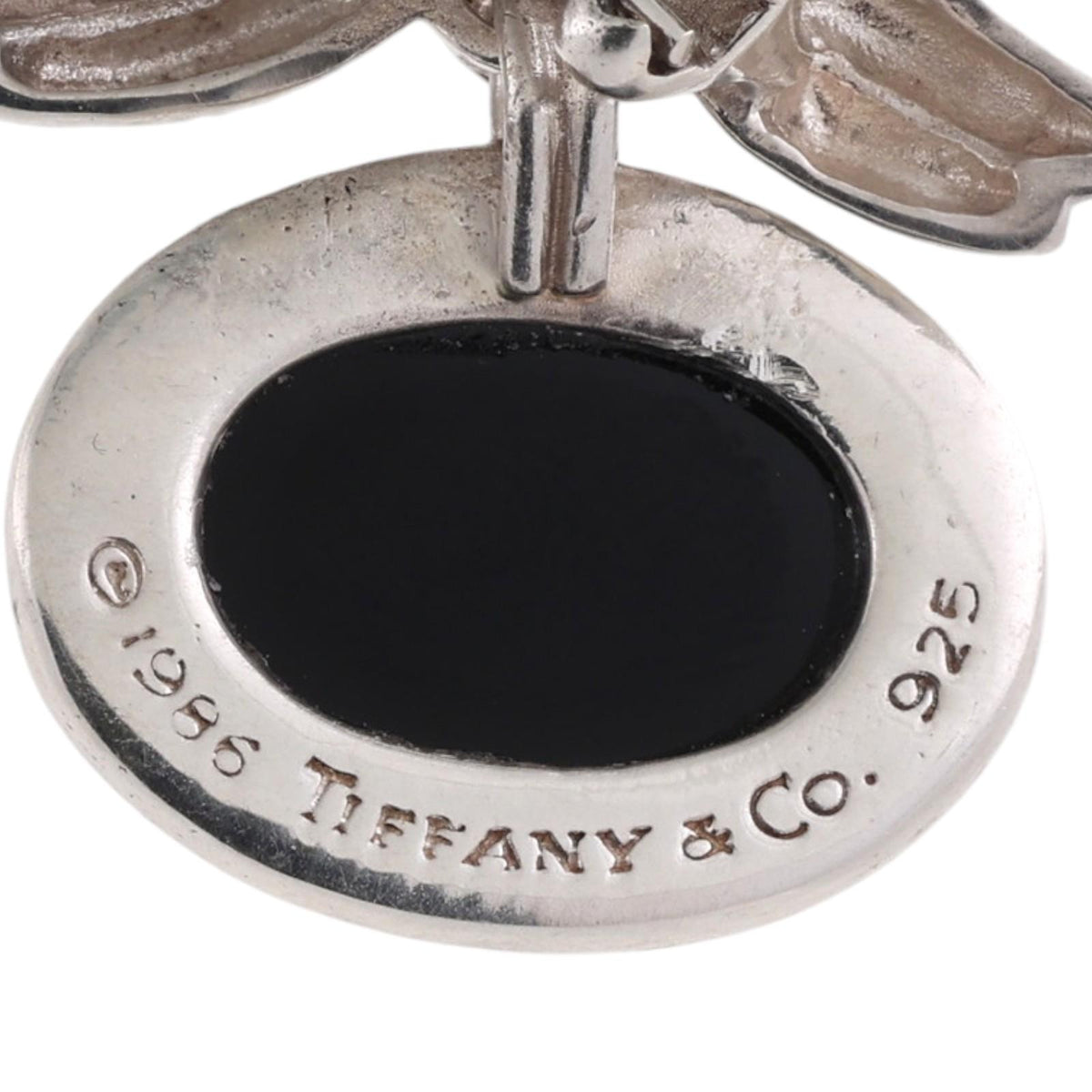 Tiffany & Co. 1986 Onyx Flower Dangle Earrings Sterling Silver 925 Rare