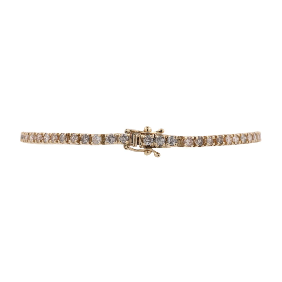 Natural Diamond Tennis Bracelet 14K Yellow Gold 3.00 CTW Round 7" Estate
