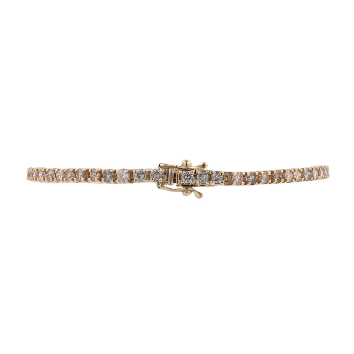 Natural Diamond Tennis Bracelet 14K Yellow Gold 3.00 CTW Round 7" Estate