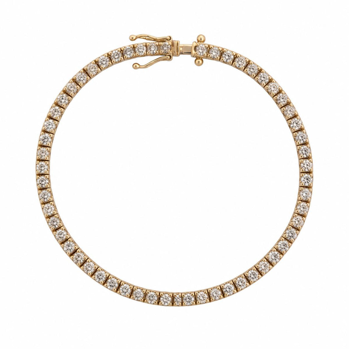 Natural Diamond Tennis Bracelet 14K Yellow Gold 3.00 CTW Round 7" Estate