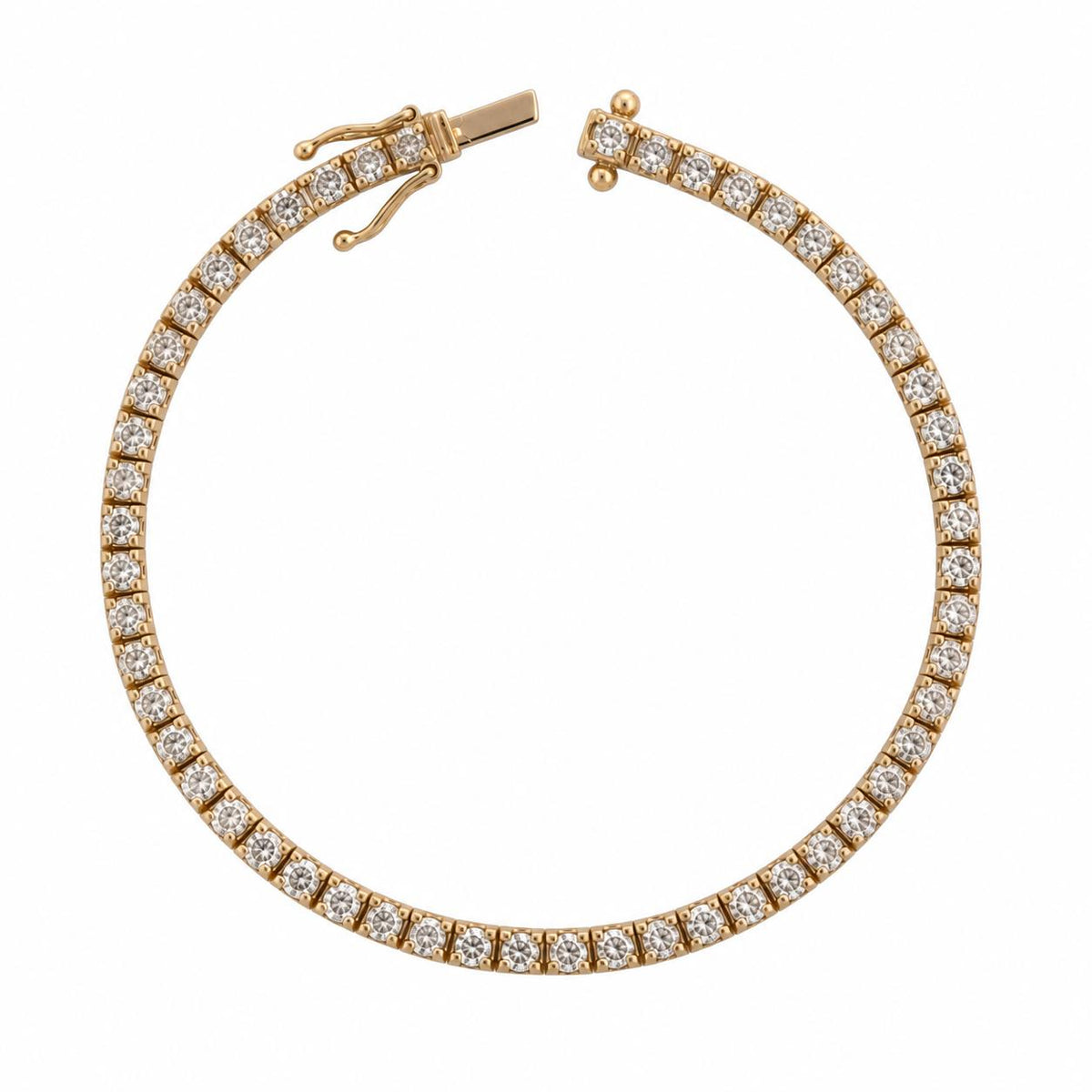 Natural Diamond Tennis Bracelet 14K Yellow Gold 3.00 CTW Round 7" Estate