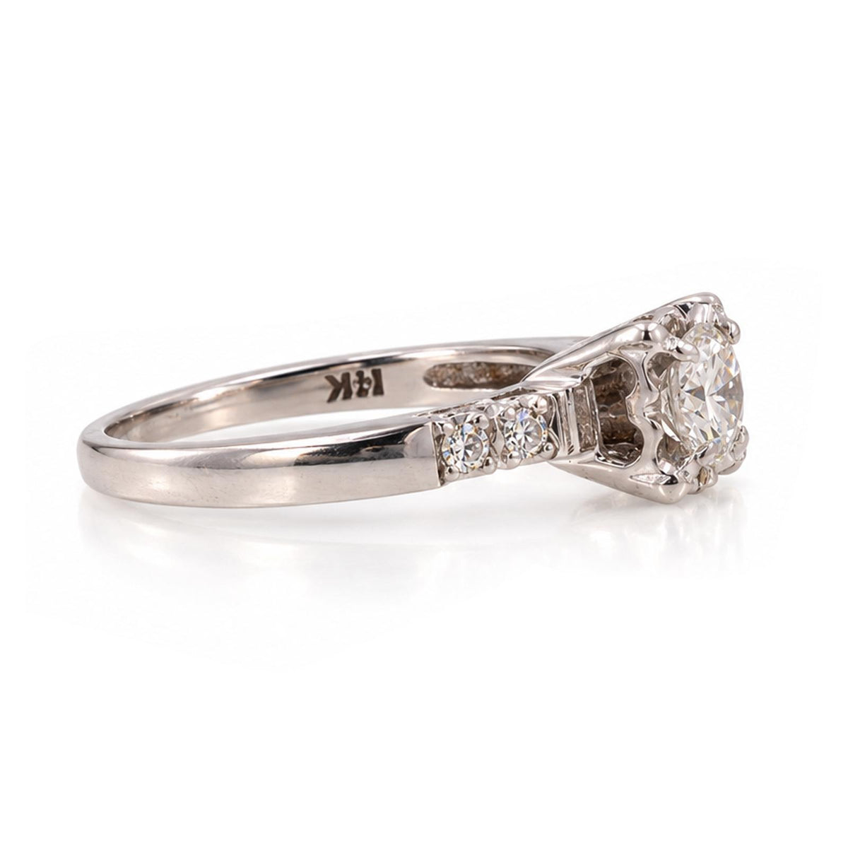 Natural Diamond Engagement Ring White Gold 0.39 CTW Round Size 5