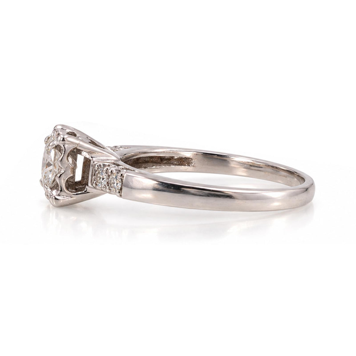 Natural Diamond Engagement Ring White Gold 0.39 CTW Round Size 5