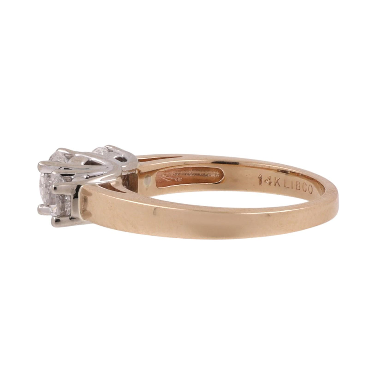 Natural Diamond 3-Stone Engagement Ring 14K Two-Tone Gold 1.10 CTW Size 6.75