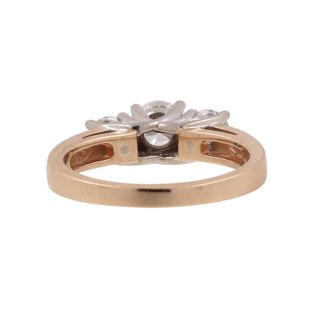 Natural Diamond 3-Stone Engagement Ring 14K Two-Tone Gold 1.10 CTW Size 6.75