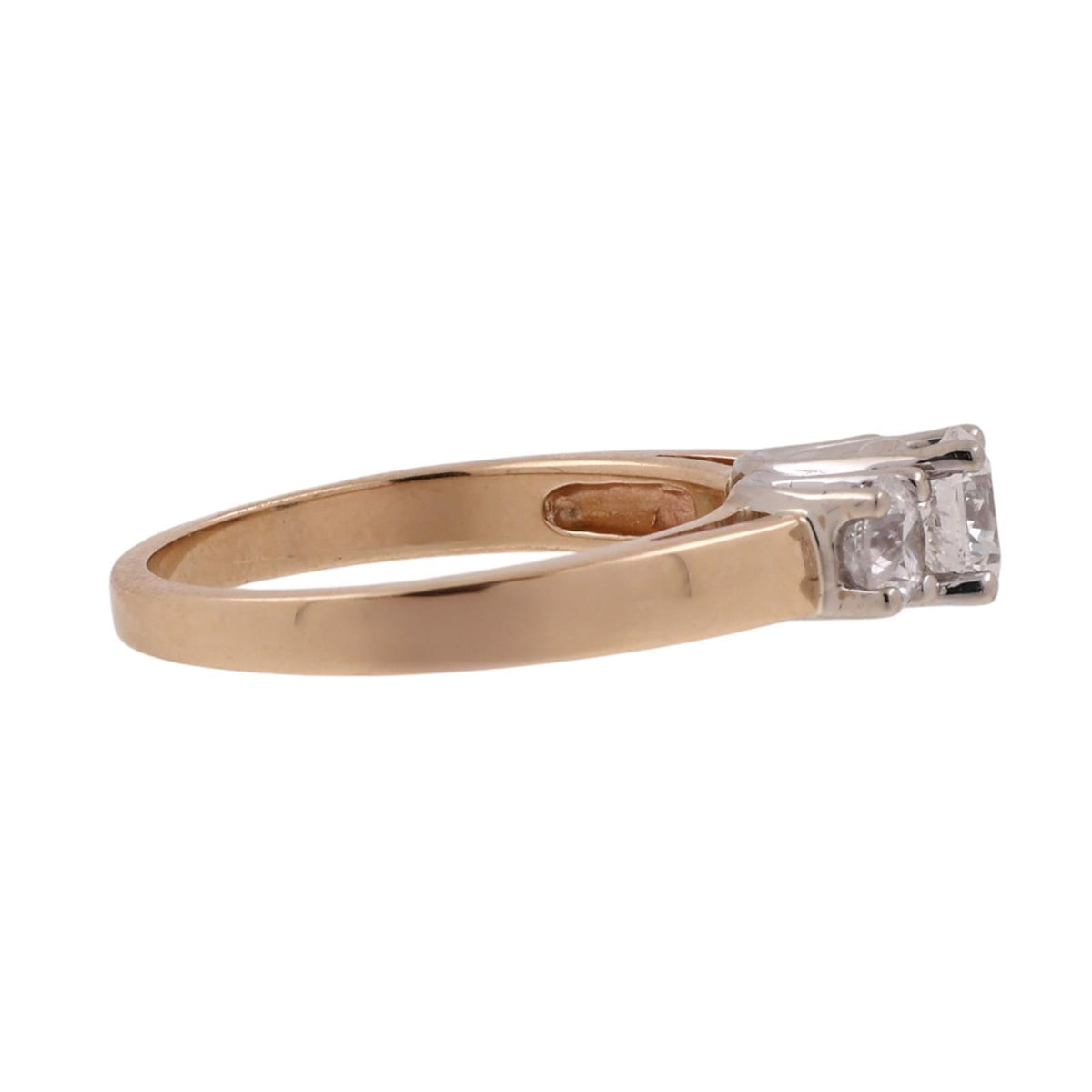 Natural Diamond 3-Stone Engagement Ring 14K Two-Tone Gold 1.10 CTW Size 6.75