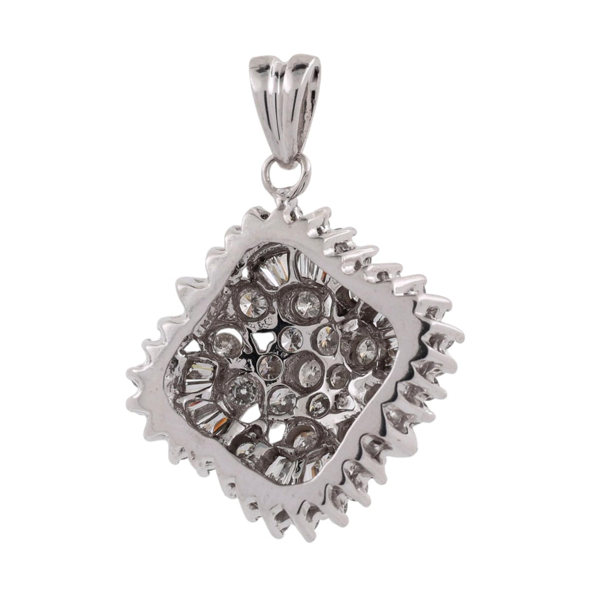 Effy Diamond Floral Cluster Pendant 14K White Gold 1.50 CTW Round Baguette