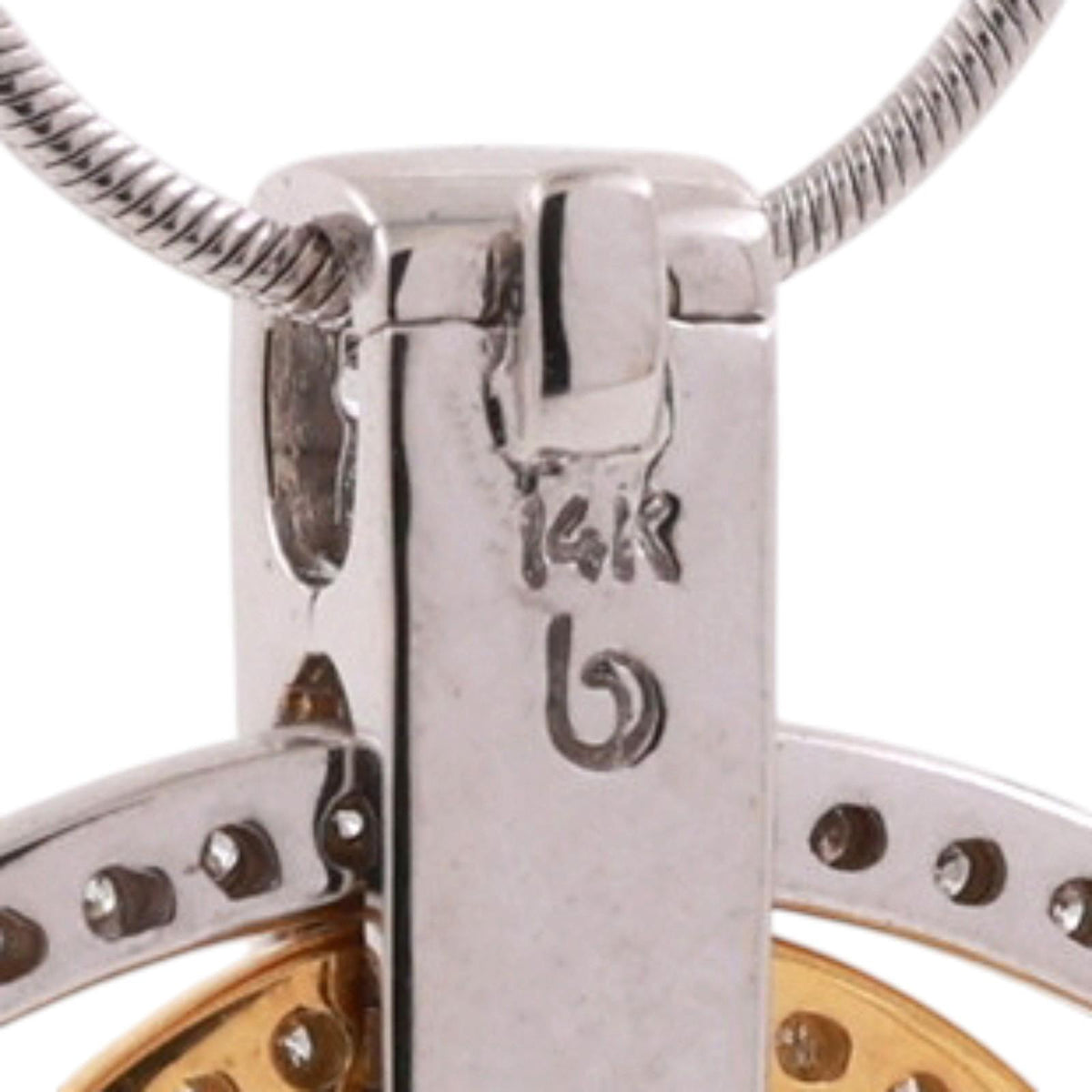 14K Two Tone Gold Natural Diamond Double Circle Pendant Necklace 1.15 CTW 16"