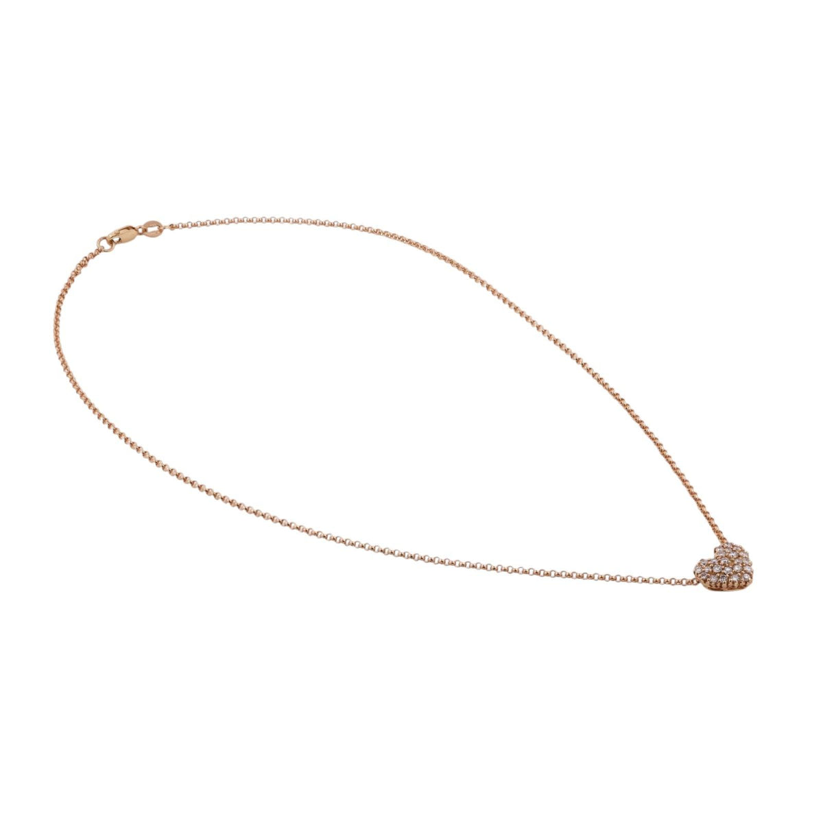 14K Yellow Gold Natural Diamond Pave Heart Pendant Necklace 0.60 CTW Italy