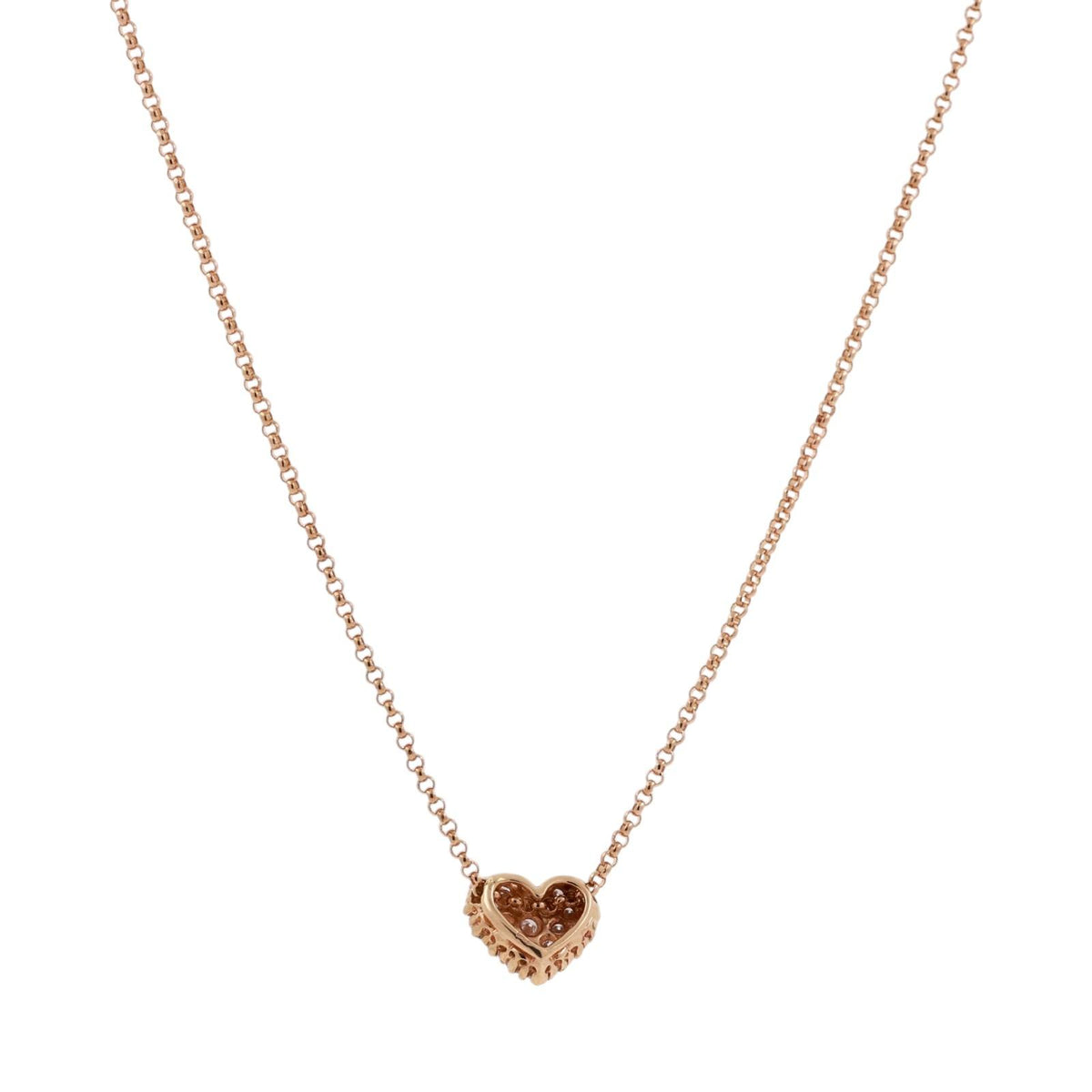 14K Yellow Gold Natural Diamond Pave Heart Pendant Necklace 0.60 CTW Italy
