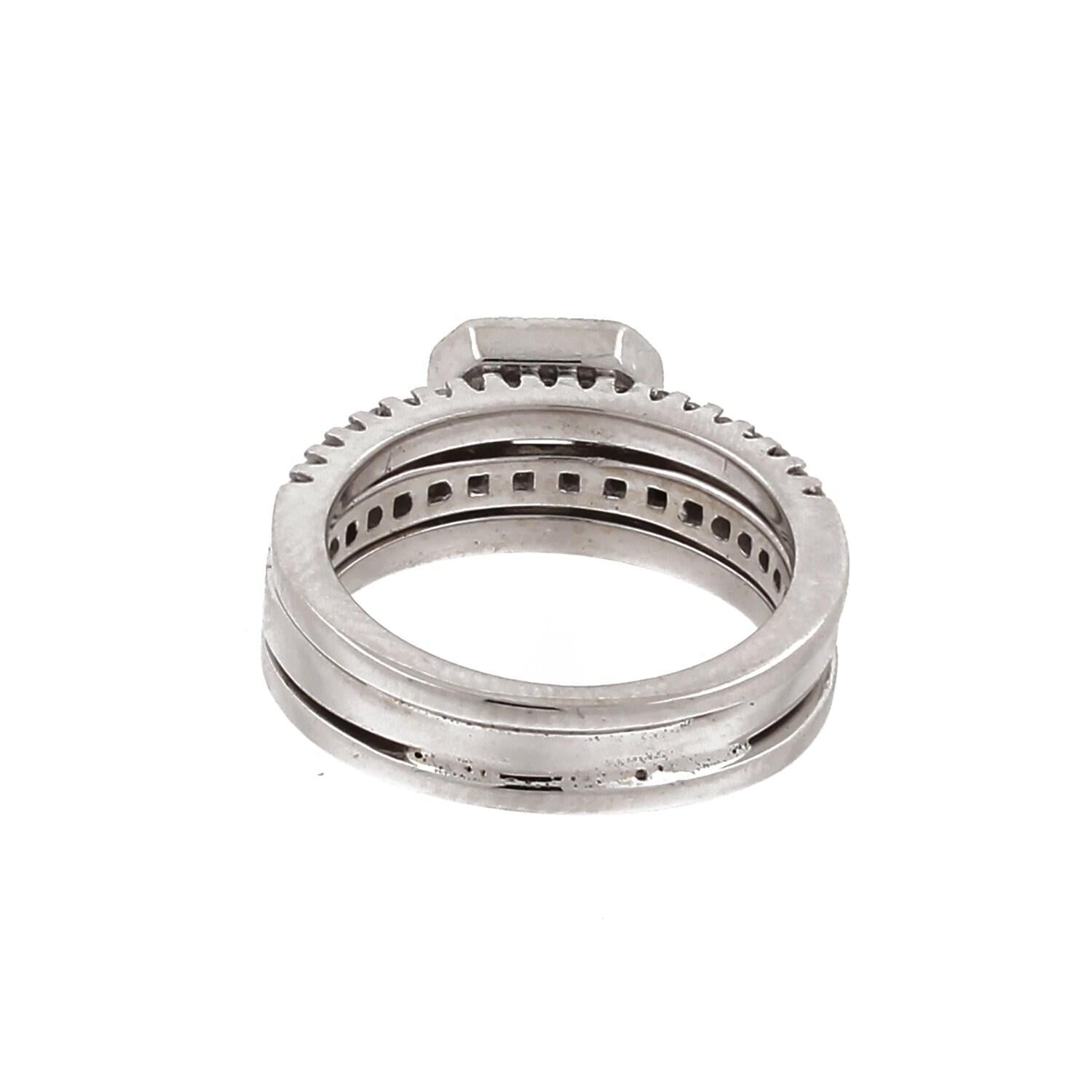 1.45 TW Round Diamond Halo Engagement Ring 14K & 10K White Gold Size 5.25