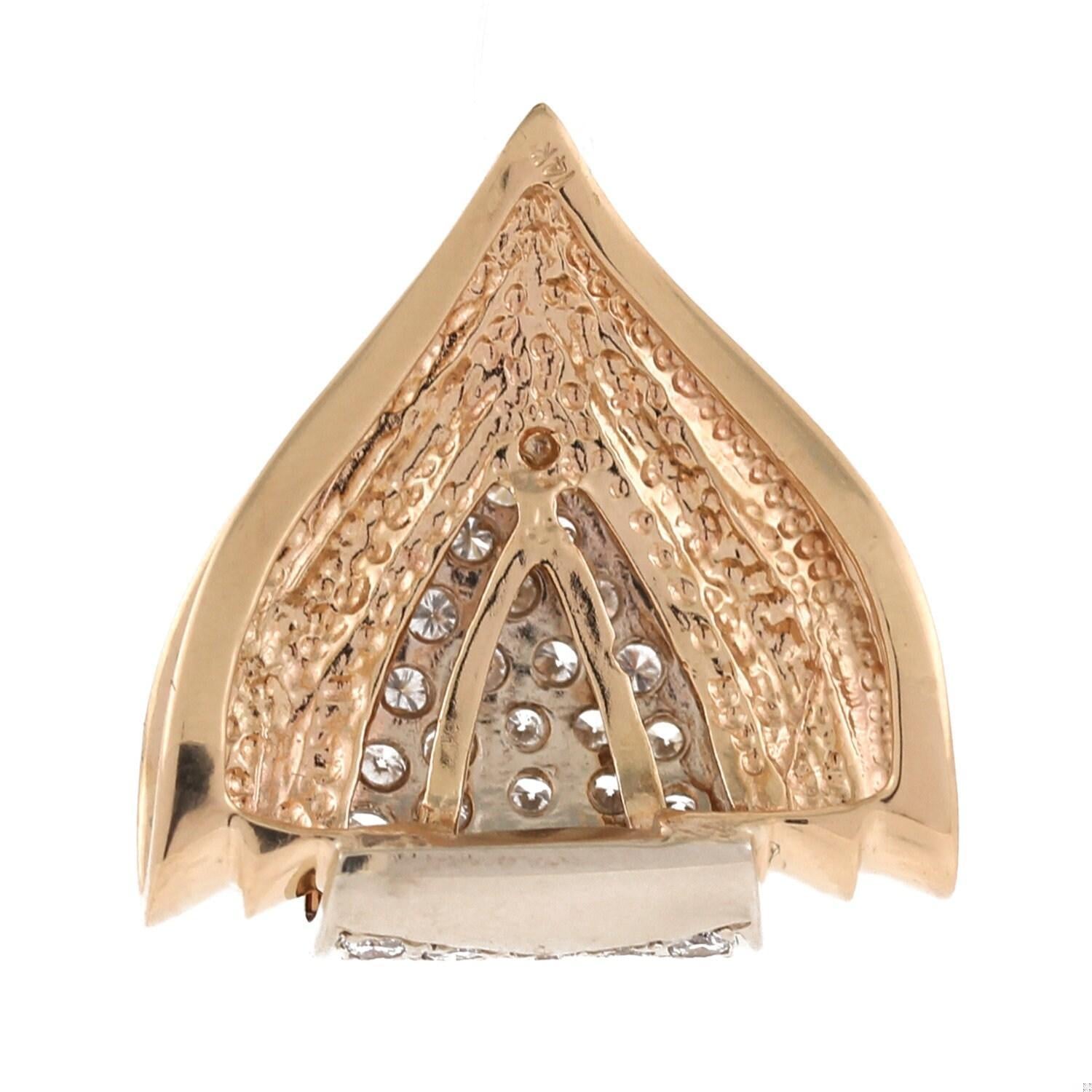 1.50 TW Folded Triangular Cluster Diamond Slide Pendant 14K Y/Gold 1" Estate