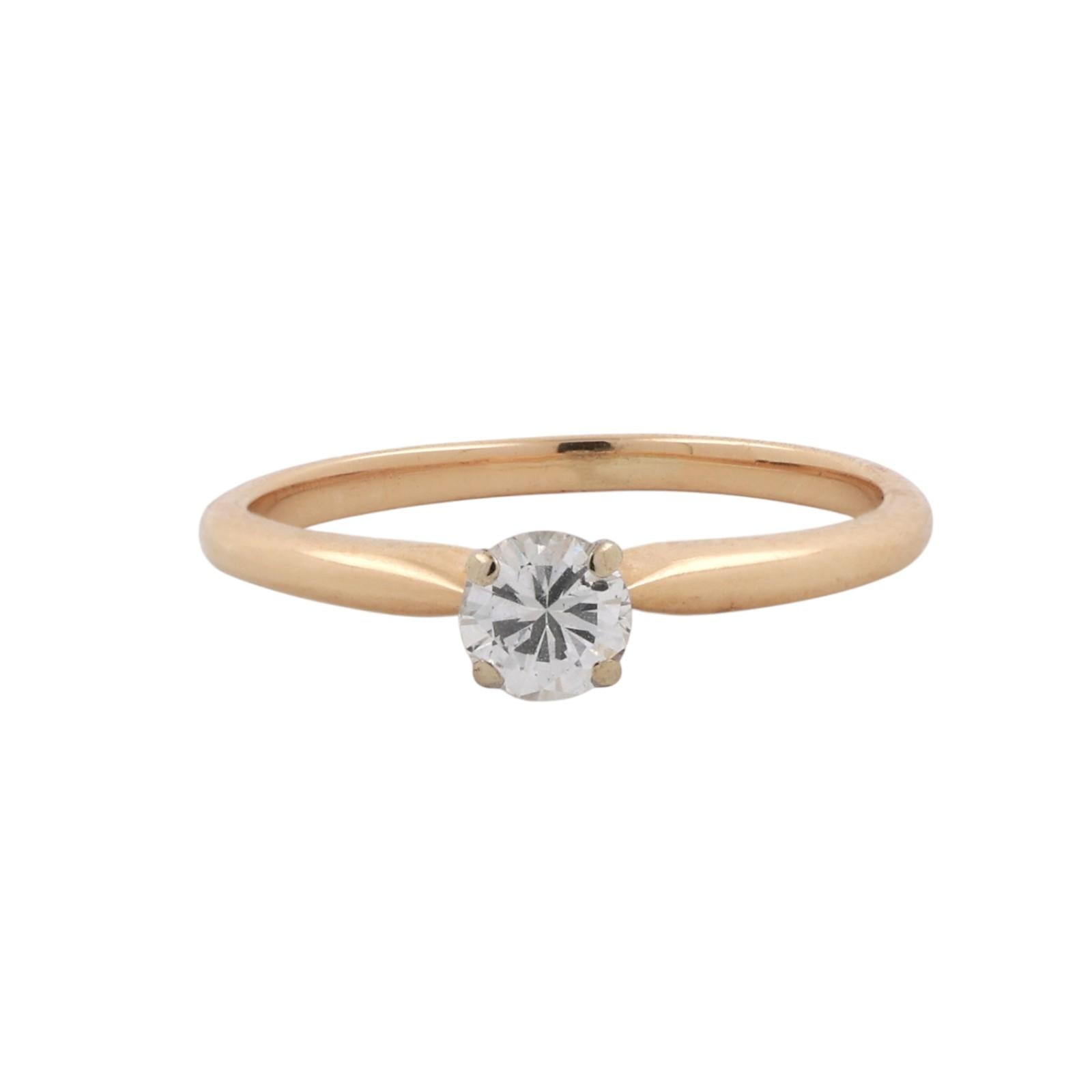14K Two-Tone Gold Diamond Solitaire Engagement Ring 0.30CT Round Estate Size 5