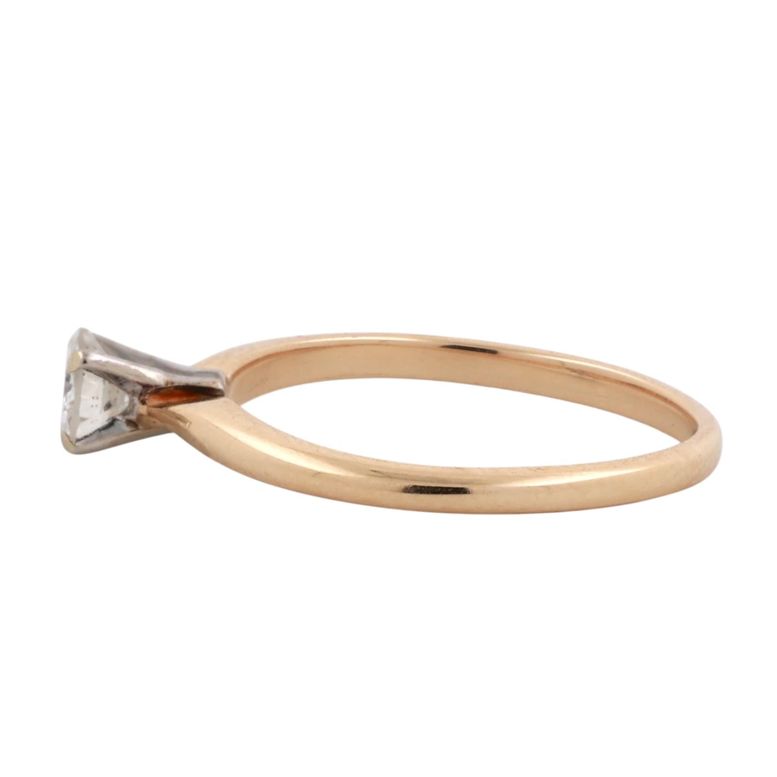 14K Two-Tone Gold Diamond Solitaire Engagement Ring 0.30CT Round Estate Size 5