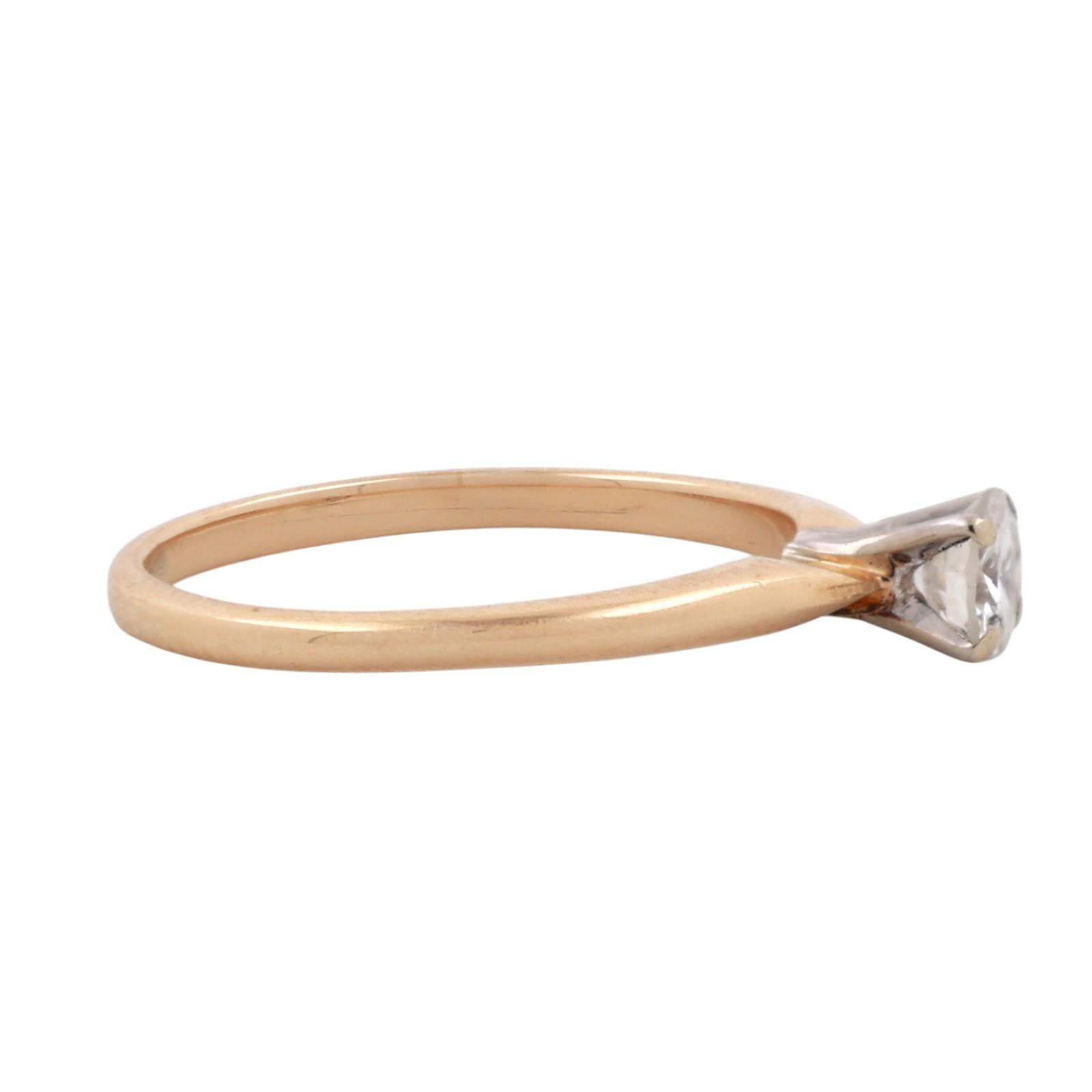 14K Two-Tone Gold Diamond Solitaire Engagement Ring 0.30CT Round Estate Size 5