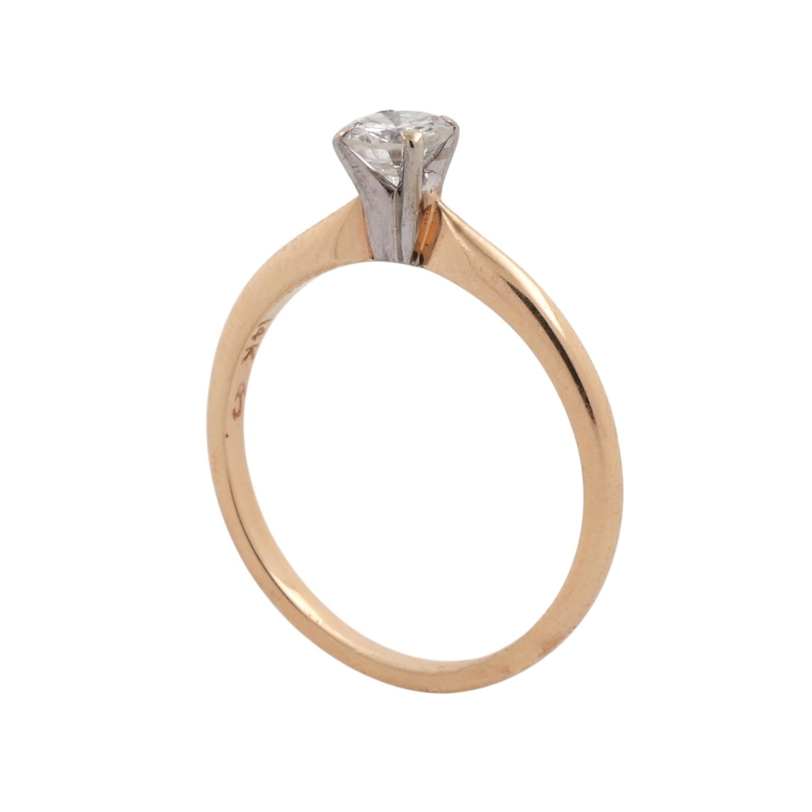 14K Two-Tone Gold Diamond Solitaire Engagement Ring 0.30CT Round Estate Size 5