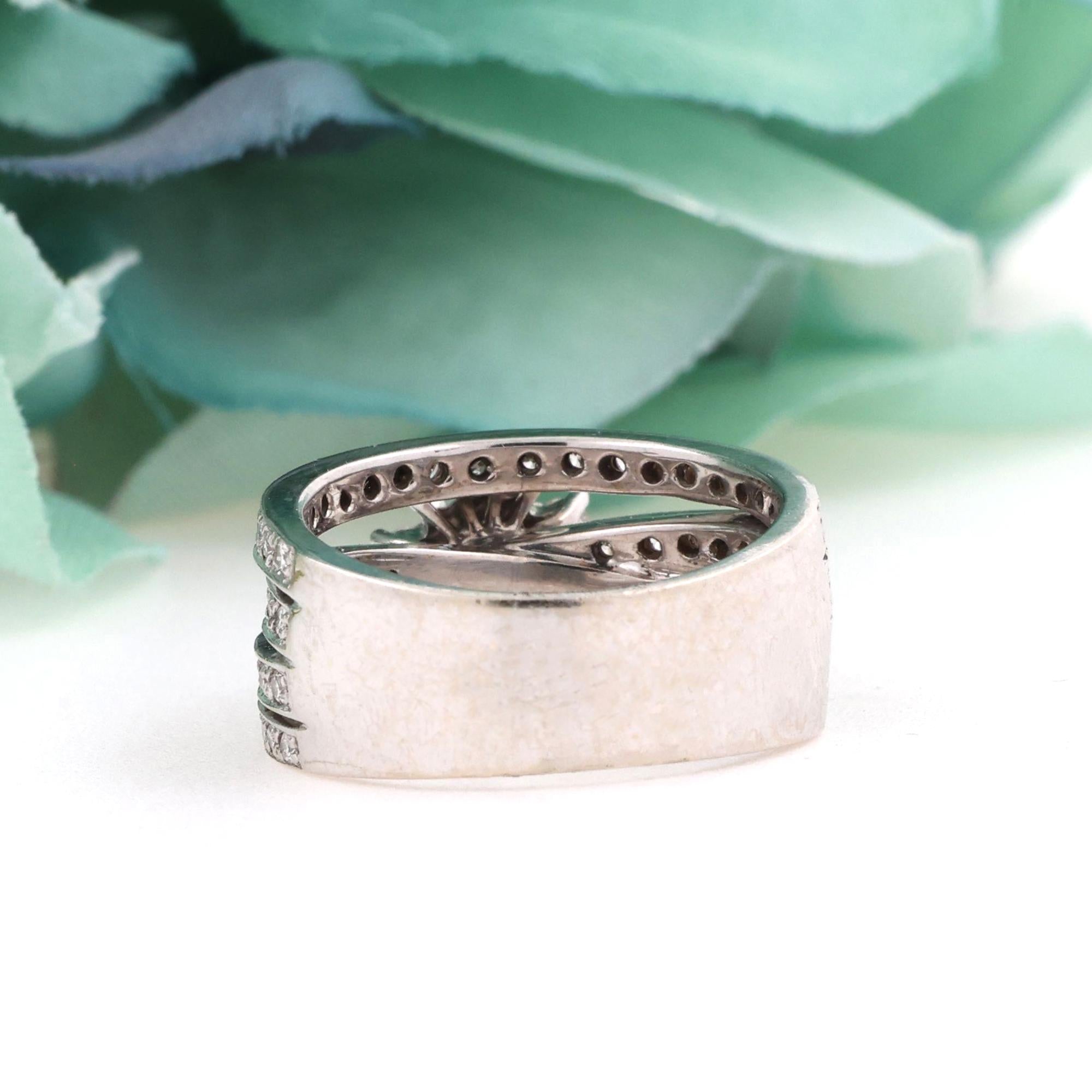 Pre-Owned Estate 1.65 TW Diamond Flower Crossover Wide Dress Ring 14K White Gold Size 6 Estate Pre-Owned Estate 1.65 TW Diamond Flower Crossover Wide Dress Ring 14K White Gold Size 6 Estate