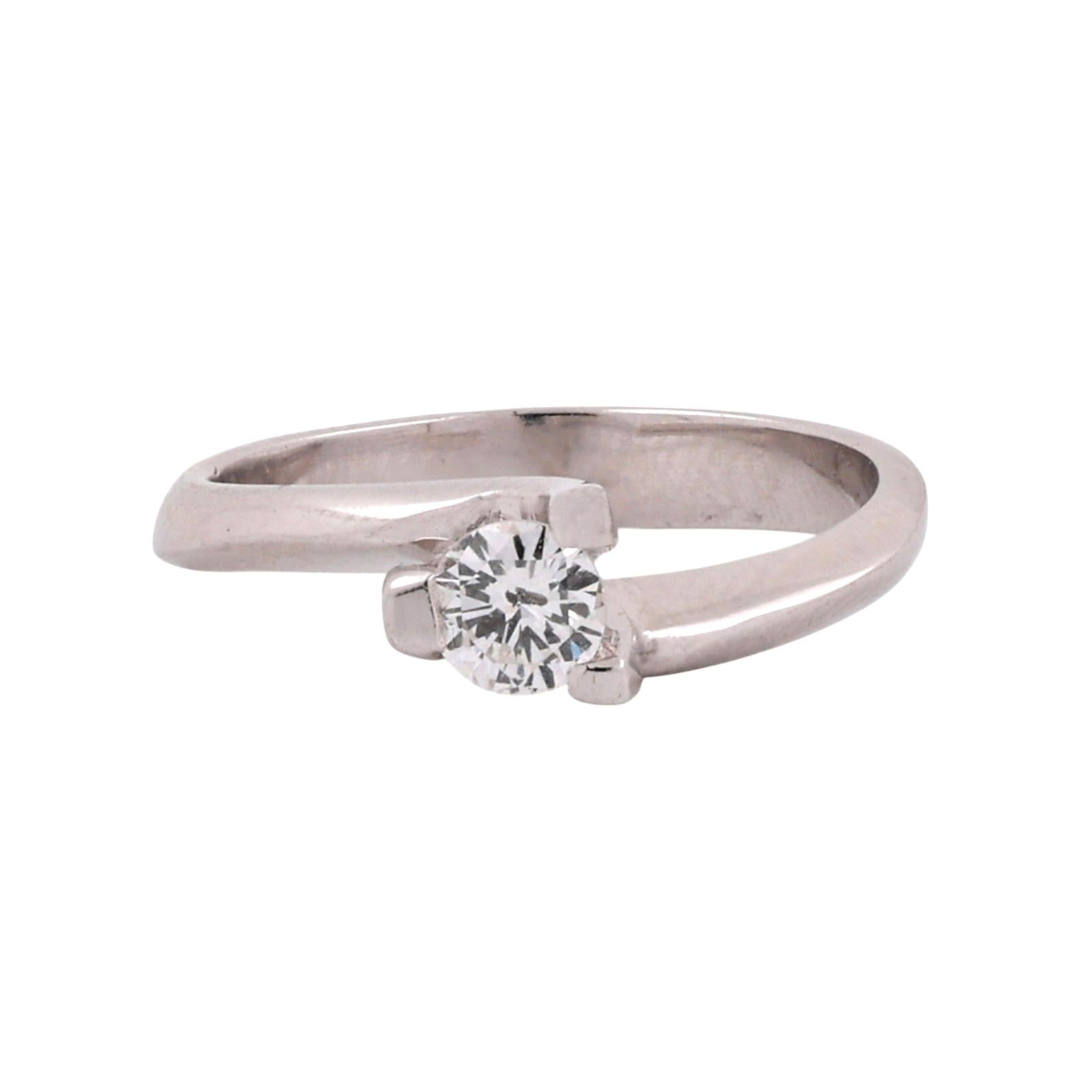 White Gold Diamond Solitaire Ring 0.30ct G/SI2 Minimalist Engagement Size 6