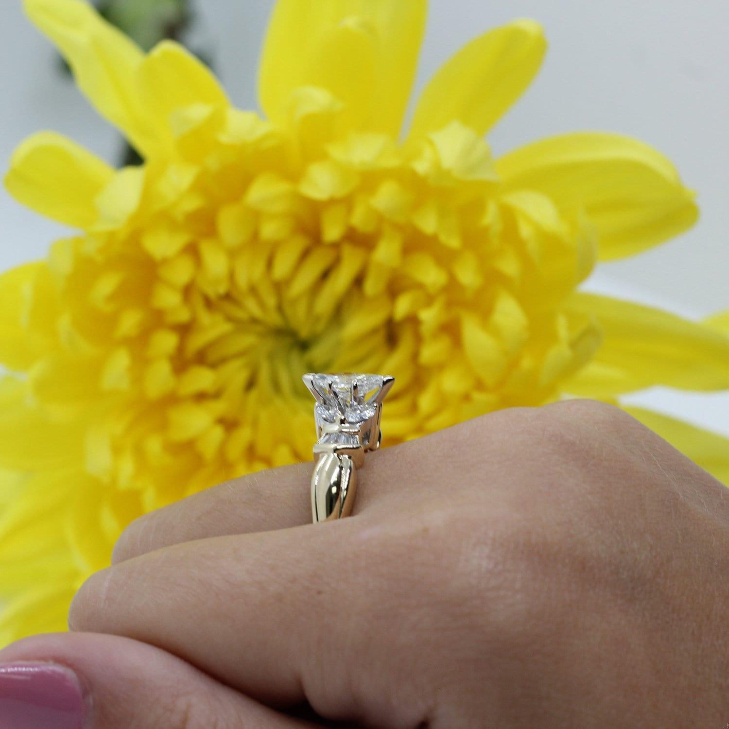 1.60 TW Marquise Diamond Engagement Ring W/Accents 14K Yellow Gold Size 7.75