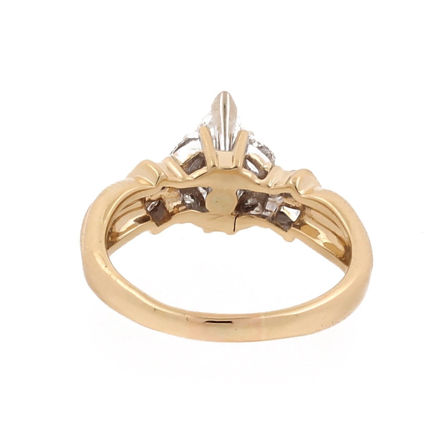 1.60 TW Marquise Diamond Engagement Ring W/Accents 14K Yellow Gold Size 7.75