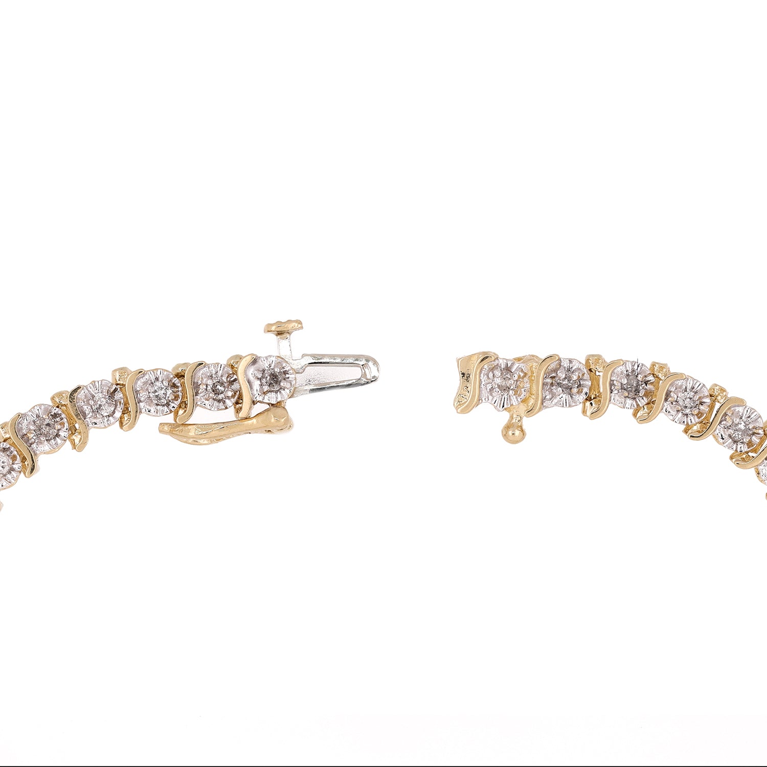 1.00 TW S-Link Diamond Tennis Bracelet 14K Gold 6.75" Estate